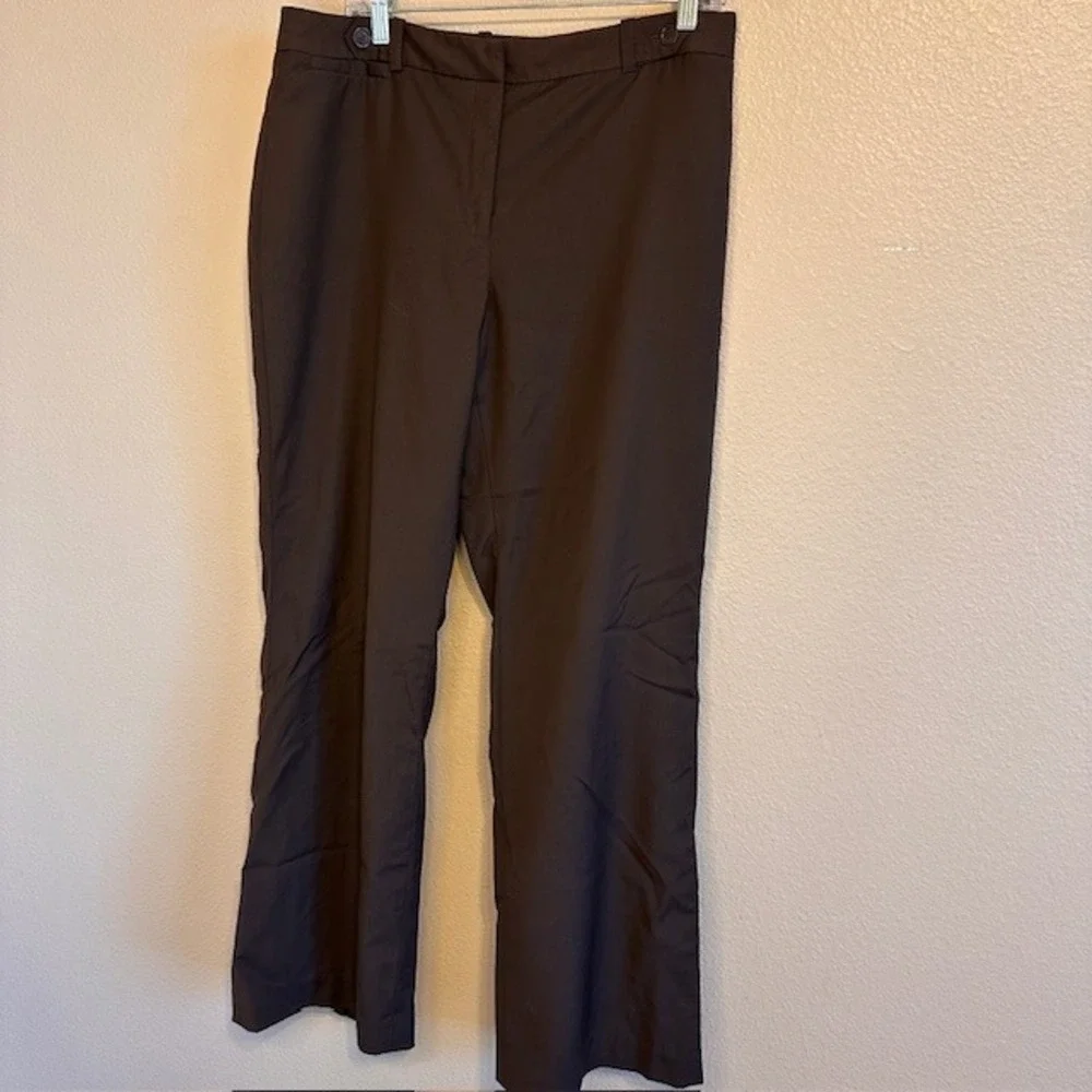Ann Taylor Women's Brown Dress Pants Wool Blend Wide Leg 12 Career‎